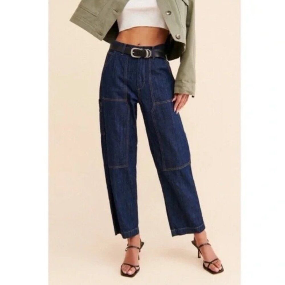 Edwin Bailee Worker Pant Carpenter Utility Jeans Rinse Dark Wash NWT Size 33